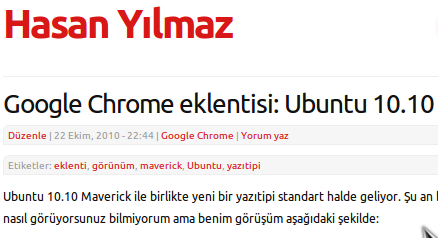 Ubuntu 10.10 Maverick Yazıtipi