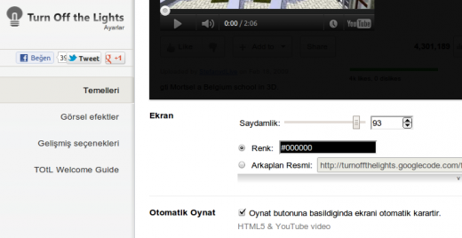 Youtube - Ekran kendiliğinden karartma turn_off_the_lights_youtube