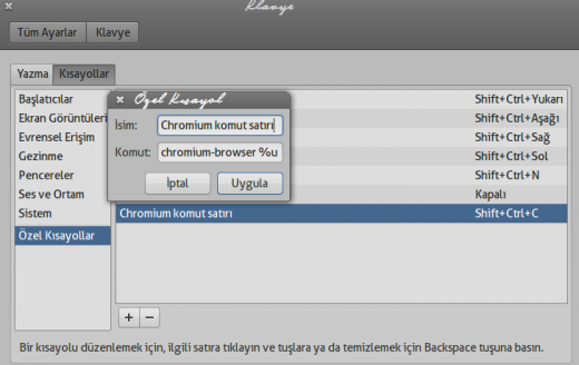 Ubuntu'da klavye kısayolu atama ubuntu_chromium_klavye_kisayol_atama