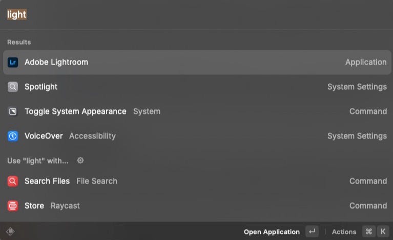 Raycast — Screenshot by Author