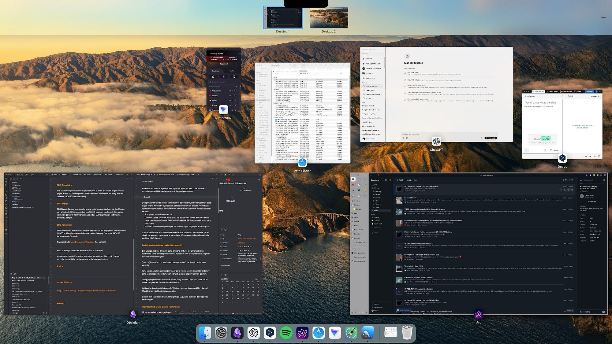 Mission Control on macOS — Screenshot by Author